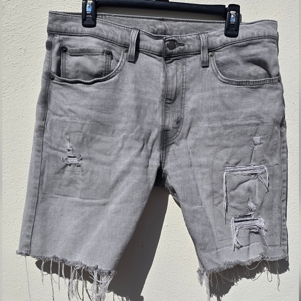 Levi’s 412 Slim Fit Distressed Denim Shorts Gray W34
